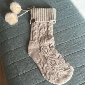 Cozy Knit UGG  Christmas Stocking with Pom Poms